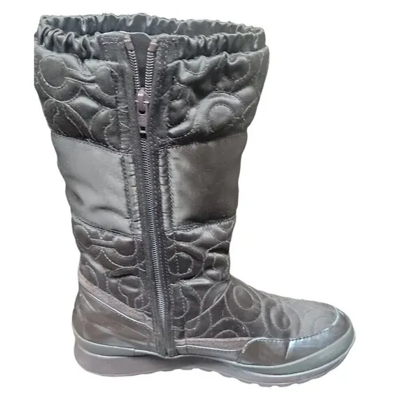 Coach Drexel Quilted Puffer Boots Chocolate Brown Mid Calf Women's Size 7 A7274