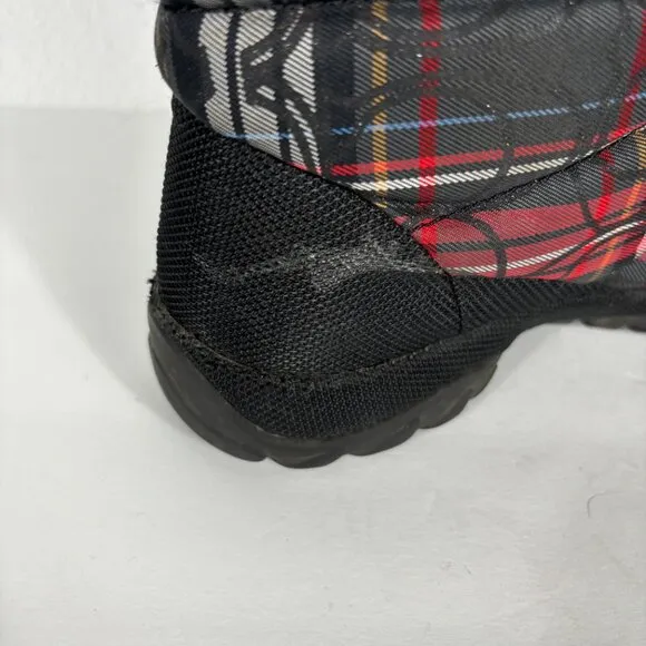 Coach Jennie Rabbit Fur Trim Lace Up Boots Red Plaid Size 6B 6