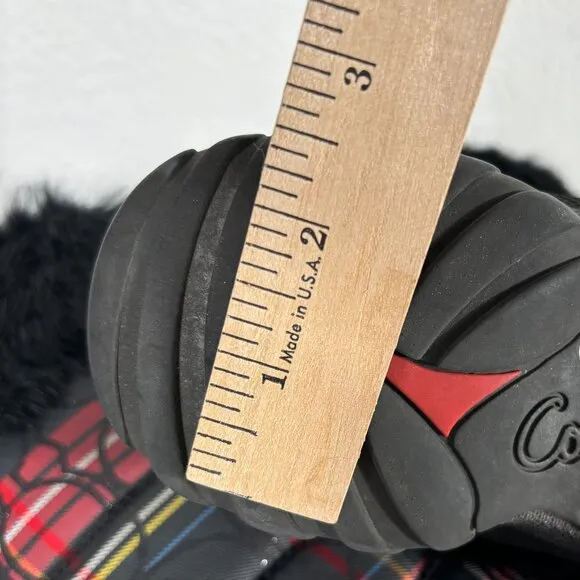 Coach Jennie Rabbit Fur Trim Lace Up Boots Red Plaid Size 6B 6