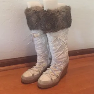 Coach Sofie quilted rabbit fur boots