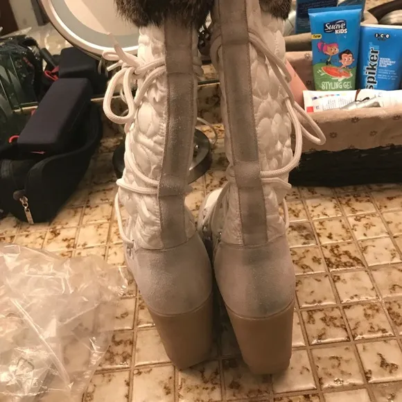 Coach Sofie quilted rabbit fur boots