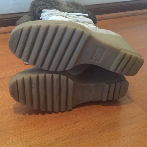 Coach Sofie quilted rabbit fur boots