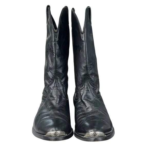 Code West Men's Black Leather Western Cowboy Boots Size US 10 W