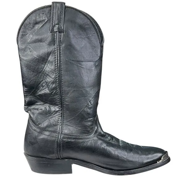 Code West Men's Black Leather Western Cowboy Boots Size US 10 W