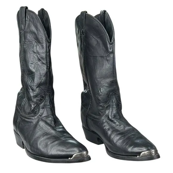 Code West Men's Black Leather Western Cowboy Boots Size US 10 W