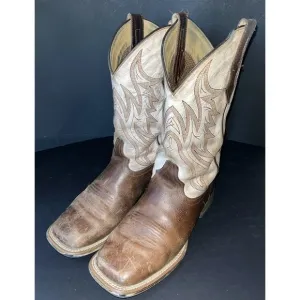Cody James Brown Ivory Two Tone Leather Western Boot Men Size 8D