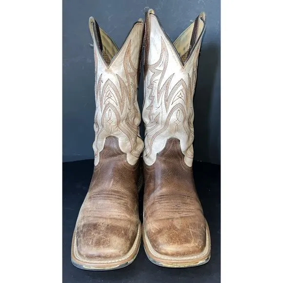 Cody James Brown Ivory Two Tone Leather Western Boot Men Size 8D