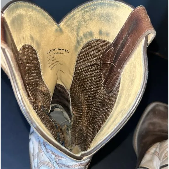 Cody James Brown Ivory Two Tone Leather Western Boot Men Size 8D