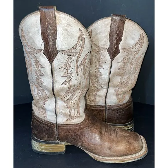 Cody James Brown Ivory Two Tone Leather Western Boot Men Size 8D