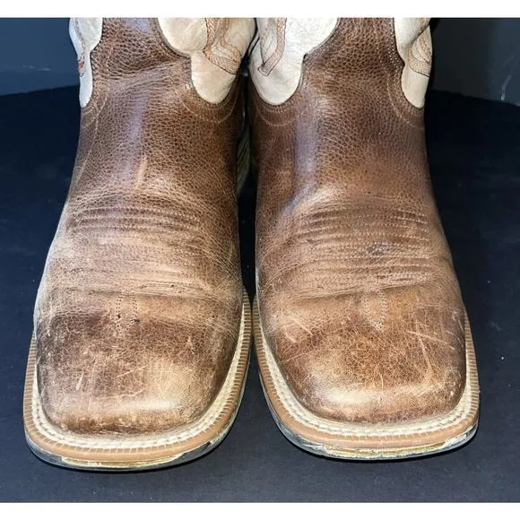 Cody James Brown Ivory Two Tone Leather Western Boot Men Size 8D