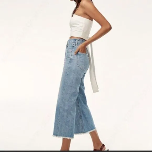 COH Emma High Rise Wide Leg Crop Jeans Blue 24