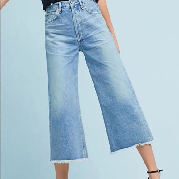 COH Emma High Rise Wide Leg Crop Jeans Blue 24