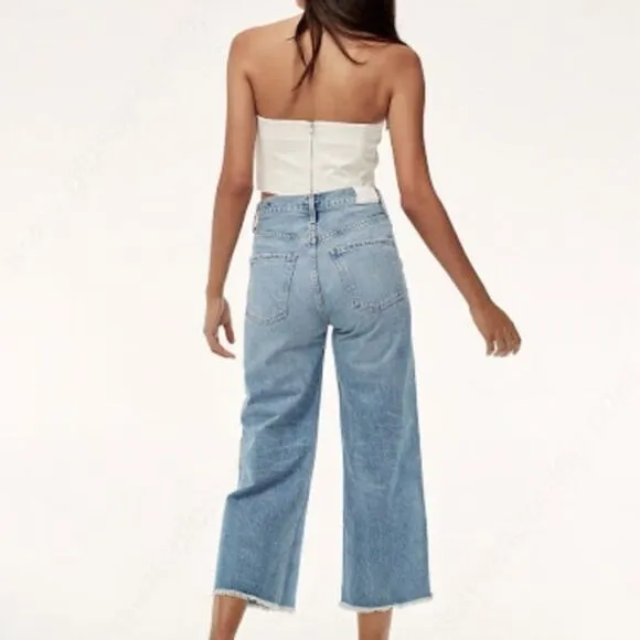 COH Emma High Rise Wide Leg Crop Jeans Blue 24