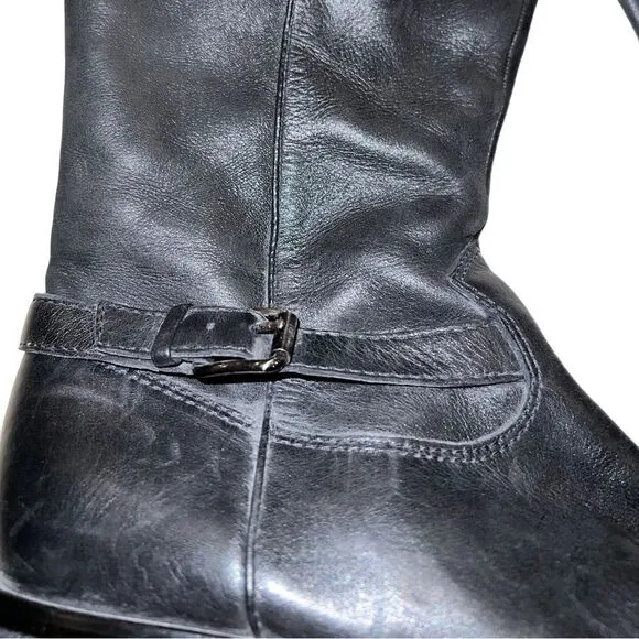 Cold water Creek black leather boots with rounded toes and low heel size 7.5