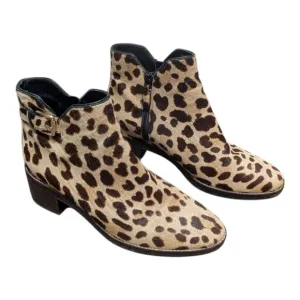COLE HAAN (9.5 B) Real Fur Leopard Print Ankle Boots Grand OS Buckle