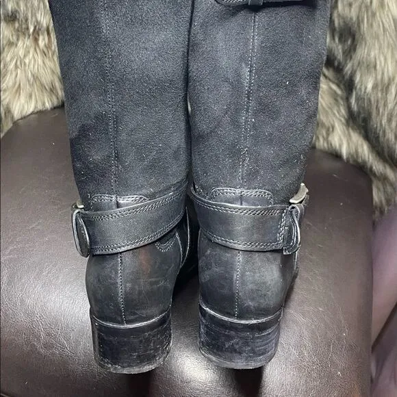 Cole Haan Air Whitley D36038 Black Leather Knee High Women Harness Boots Sz 5.5B