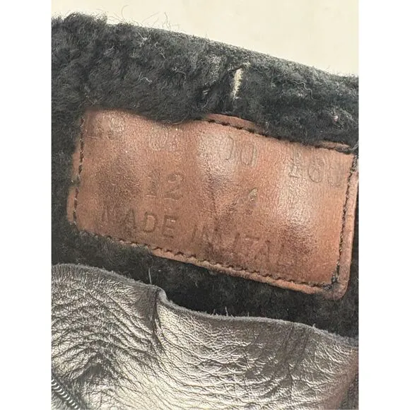 Cole Haan Boots Lug Chelsea Suede Men 12 Black Shearling Lined Italian Zip‎