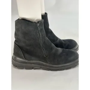 Cole Haan Boots Lug Chelsea Suede Men 12 Black Shearling Lined Italian Zip‎