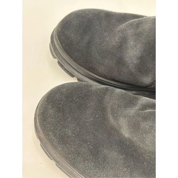 Cole Haan Boots Lug Chelsea Suede Men 12 Black Shearling Lined Italian Zip‎