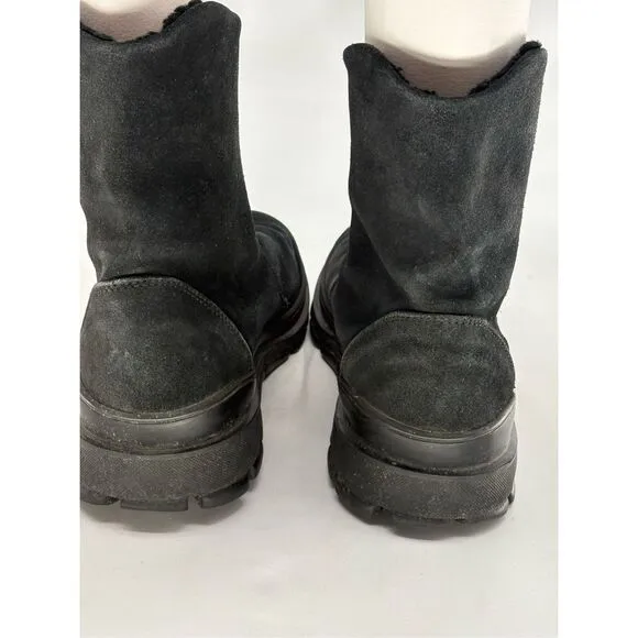 Cole Haan Boots Lug Chelsea Suede Men 12 Black Shearling Lined Italian Zip‎