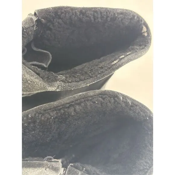 Cole Haan Boots Lug Chelsea Suede Men 12 Black Shearling Lined Italian Zip‎