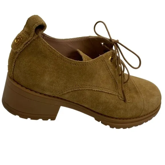 Cole Haan Camea Oxford Shoes 8B Golden Toffee Leather Lace Closure Block Heel