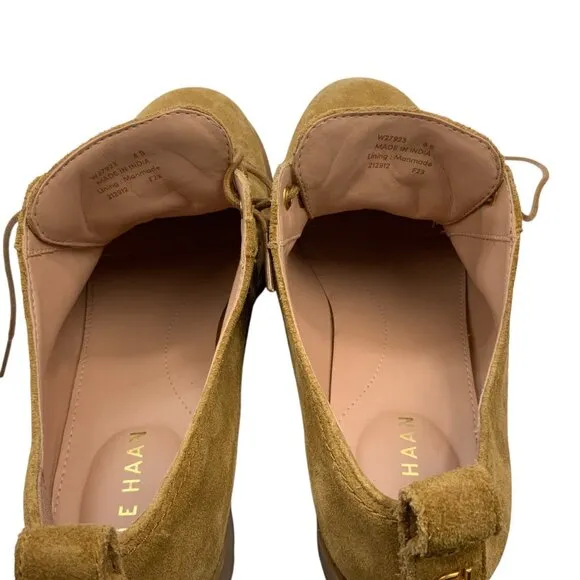Cole Haan Camea Oxford Shoes 8B Golden Toffee Leather Lace Closure Block Heel
