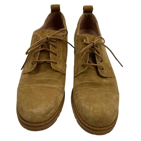Cole Haan Camea Oxford Shoes 8B Golden Toffee Leather Lace Closure Block Heel