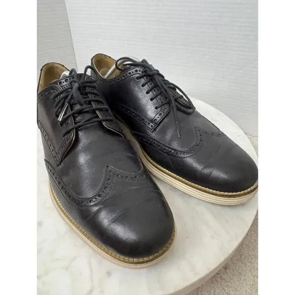 Cole‎ Haan Grand OS Men's Black Leather Wingtip Oxford Dress Shoes Size 12 M