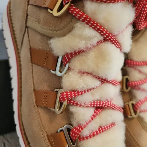 Cole Haan Luke Hiker Leather Wool Lined Wedge Boots