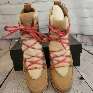 Cole Haan Luke Hiker Leather Wool Lined Wedge Boots