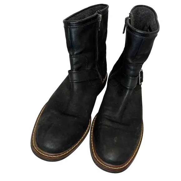 Cole Haan Men's Bryce Moto Boot Biker Size 7.5 M Black Nubuck Leather Casual