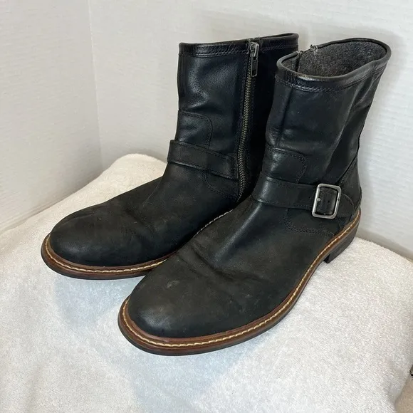 Cole Haan Men's Bryce Moto Boot Biker Size 7.5 M Black Nubuck Leather Casual