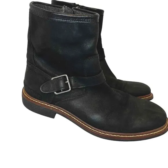 Cole Haan Men's Bryce Moto Boot Biker Size 7.5 M Black Nubuck Leather Casual