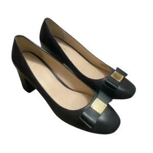 Cole Haan Tali Bow Pump Shoes Black Women’s Size 10.5 Preppy Front Logo