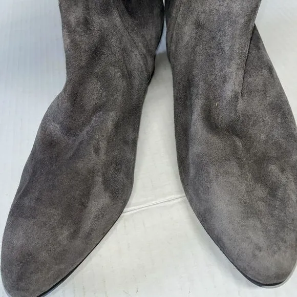 Cole Haan Tali Luxe Gray Suede Tall Wood Wedge Heel Boots Size 9 NWT