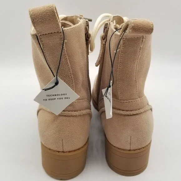 Cole Haan Women Lace-up Suede Plain Ankle Boots Size 5 B Beige Combat