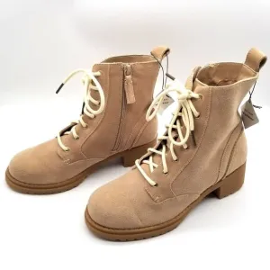 Cole Haan Women Lace-up Suede Plain Ankle Boots Size 5 B Beige Combat