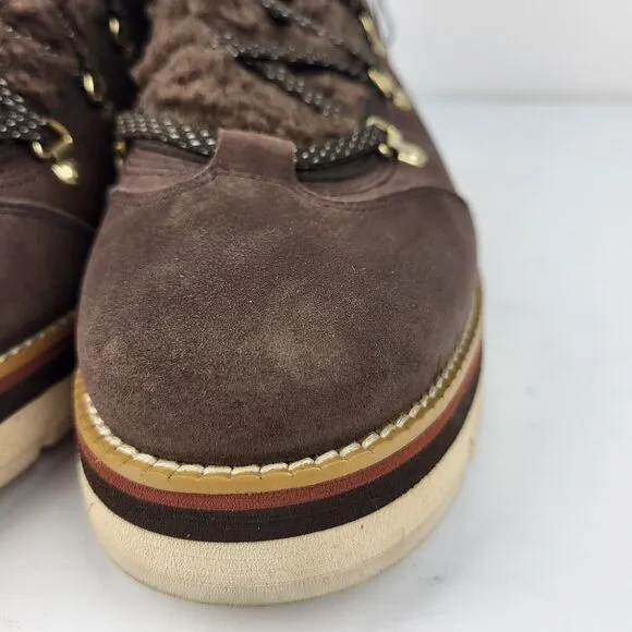 Cole Haan Women Zerogrand Lodge Brown Suede Boots With Shearling Lining 11 B