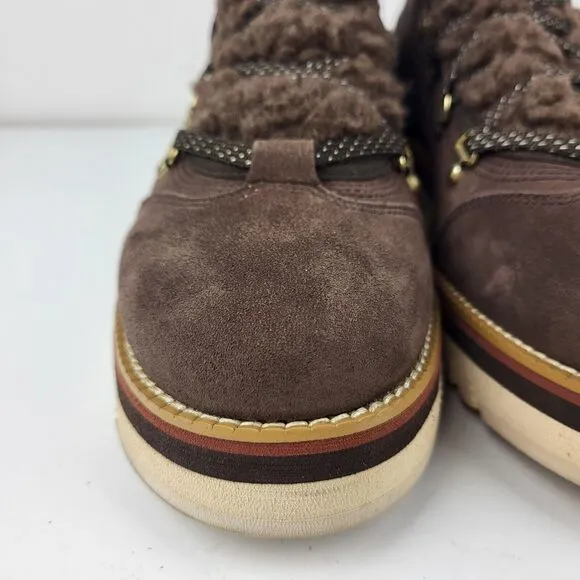 Cole Haan Women Zerogrand Lodge Brown Suede Boots With Shearling Lining 11 B