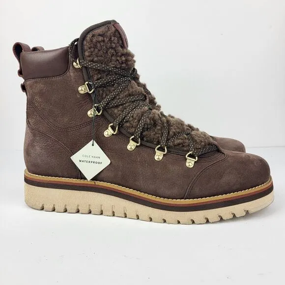 Cole Haan Women Zerogrand Lodge Brown Suede Boots With Shearling Lining 11 B