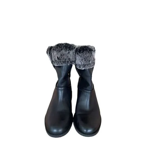 Cole Haan Womens Black Leather Faux Fur Lined Waterproof Winter Boots Size 7B