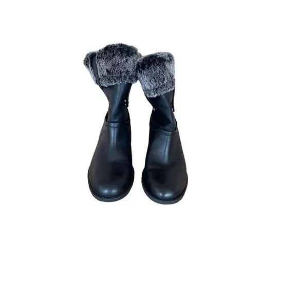 Cole Haan Womens Black Leather Faux Fur Lined Waterproof Winter Boots Size 7B