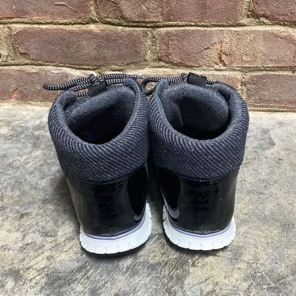 Cole Haan ZERØGRAND Retro Hiker Black Nubuck Leather Wool Waterproof Boots Size