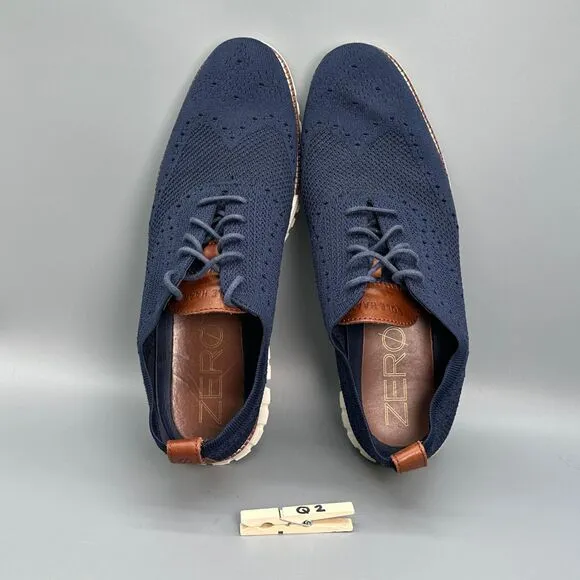 Cole Haan Zerogrand Wingtip Oxford Mens Size 11 M Dark Navy Blue Dress Shoes
