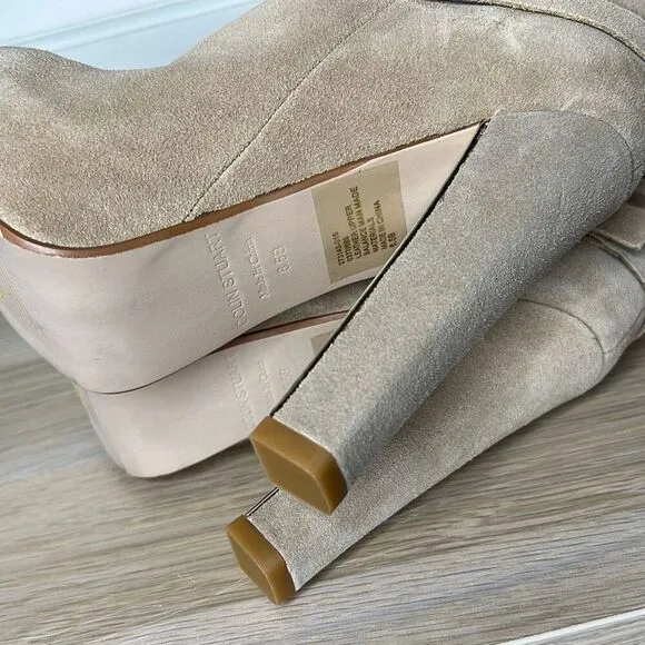 Colin Stuart Over The Knee Fur Suede Boots Heeled Tan Nwot Size 6.5B