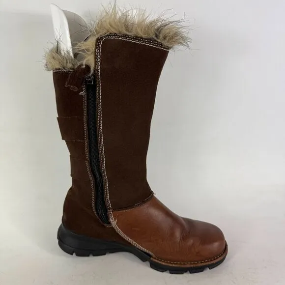 Columbia Chamonix Winter Boots Women's 7.5 Brown Leather Side Zipper Mid-Calf