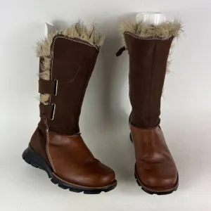 Columbia Chamonix Winter Boots Women's 7.5 Brown Leather Side Zipper Mid-Calf