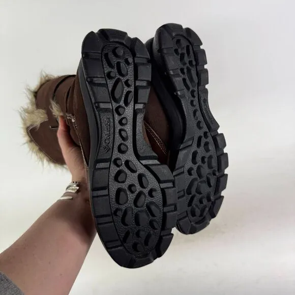 Columbia Chamonix Winter Boots Women's 7.5 Brown Leather Side Zipper Mid-Calf