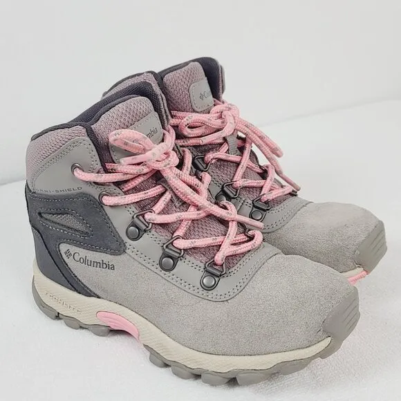 Columbia Girls Grey-Drak Grey-Pink Newton BY1016-008 Hiking Winter Boots Size 1